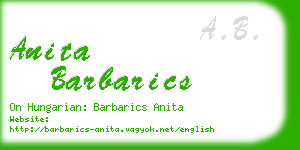 anita barbarics business card